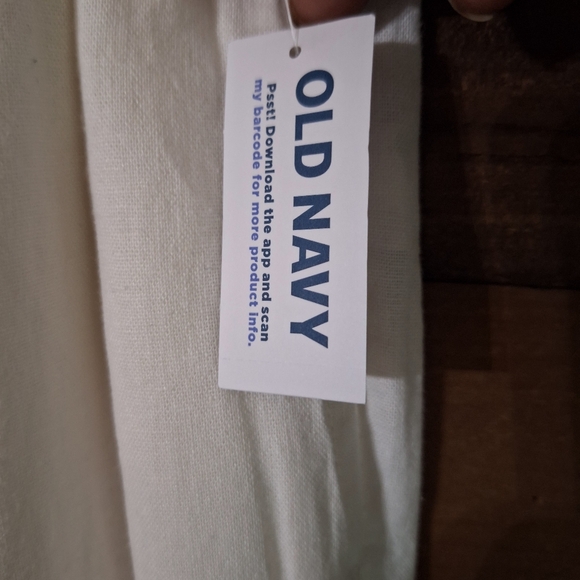 OLD NAVY Linen Blend High Rise Wide Leg Off White NWT Pants SZ MP - Picture 6 of 13